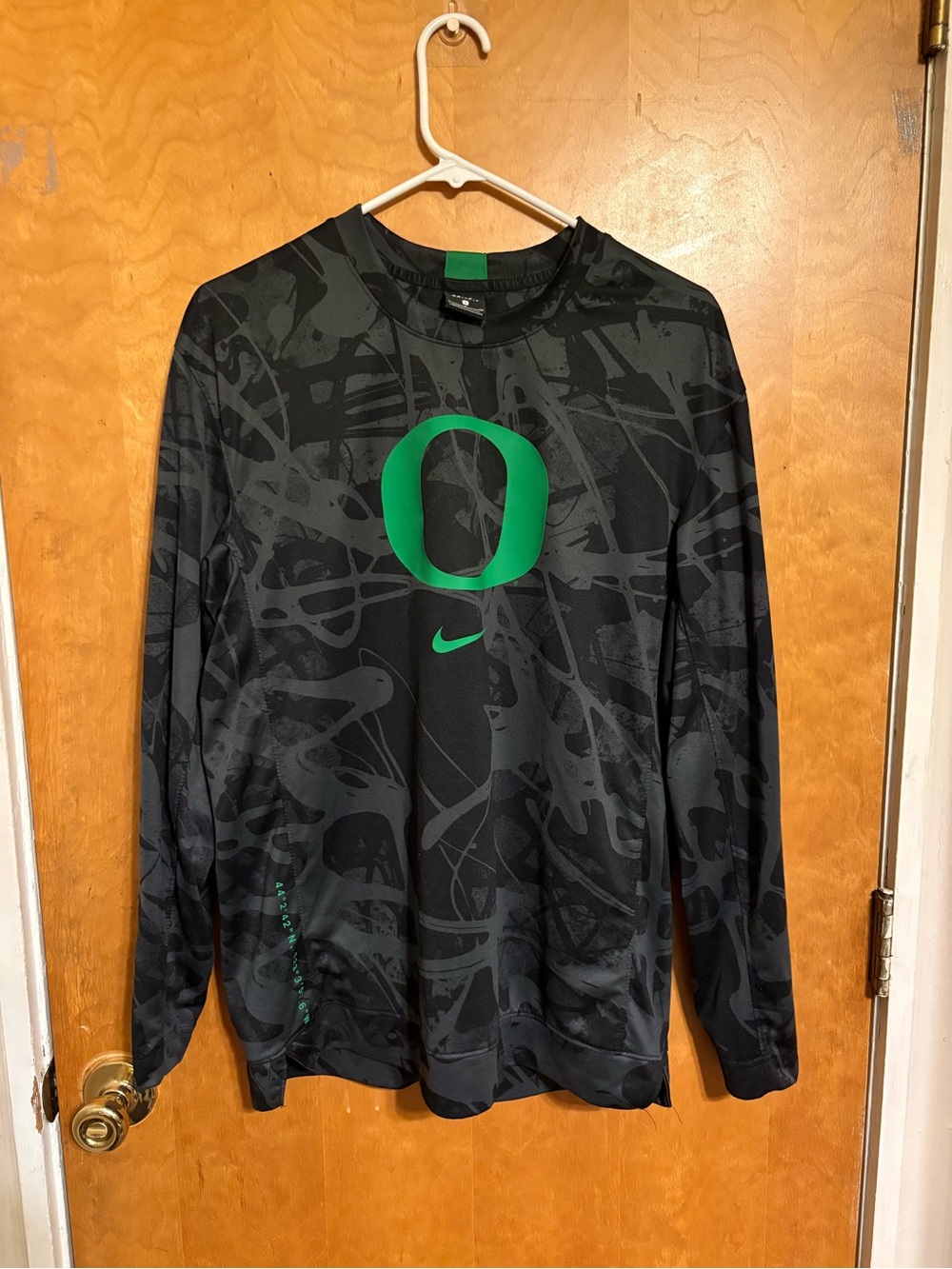 Nike Black Long-Sleeve Performance Shirt with Green Oregon 'O'